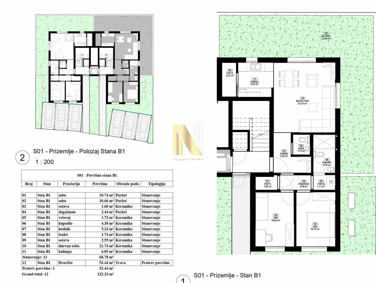 Prodaja, dvosoban stan, 68m², Petrovaradin, Novi Sad