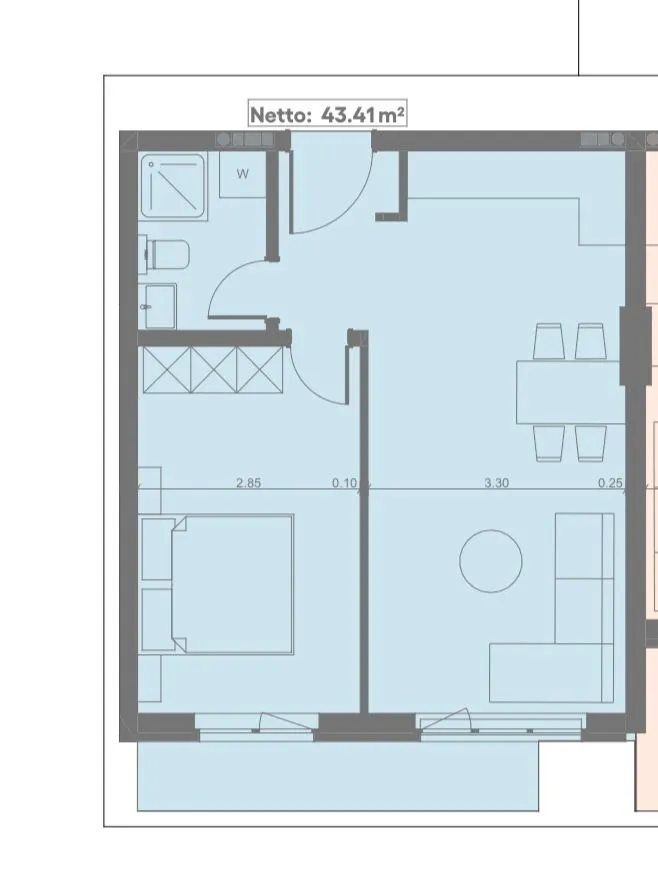 Sale, one bedroom apartment, 43m², Centar, Bar