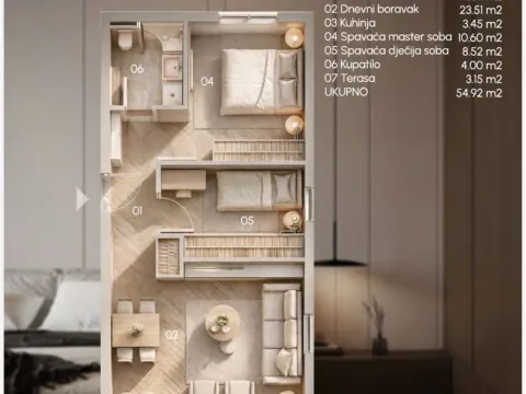 Prodaja, dvosoban stan, 55m², Zabjelo, Podgorica - image 3