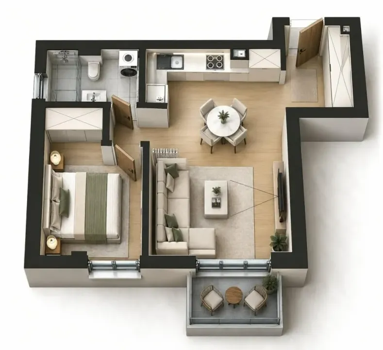 Sale, two bedroom apartment, 48m², Voždovac Sve Podlokacije, Beograd
