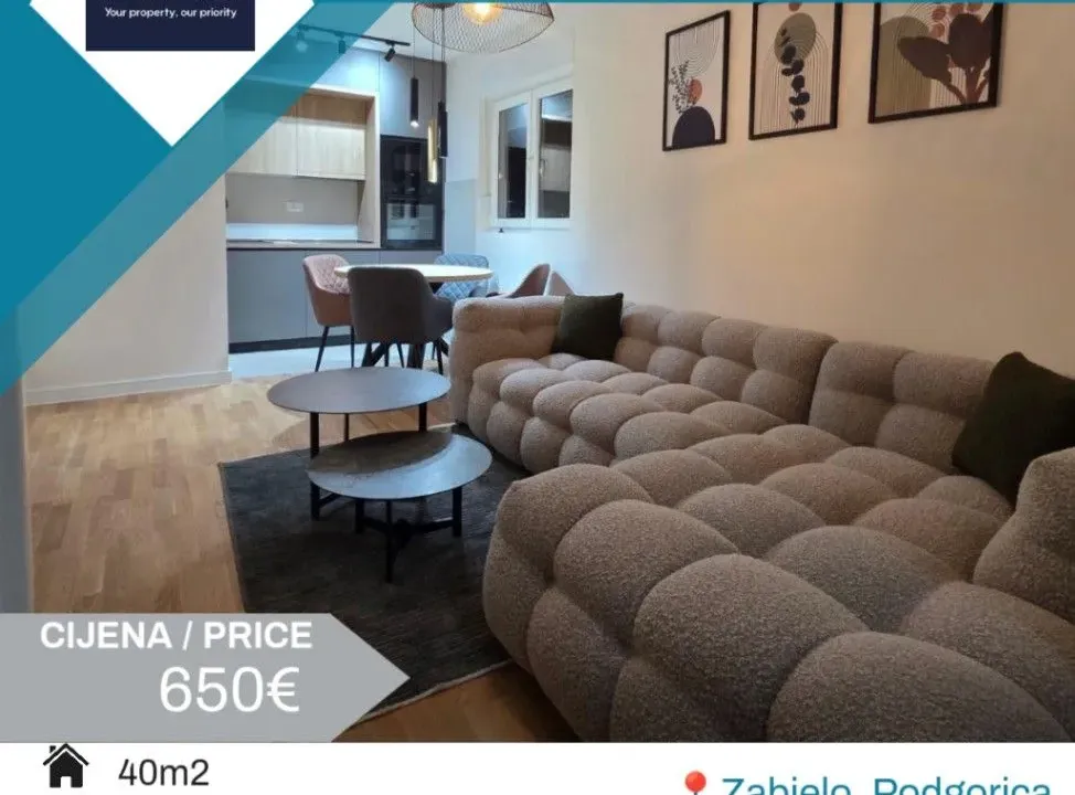 Izdavanje, jednosoban stan, 40m², Zabjelo, Podgorica