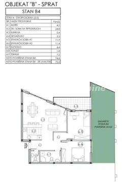 Floor plan of the apartment showing room layouts and areas. - image 8