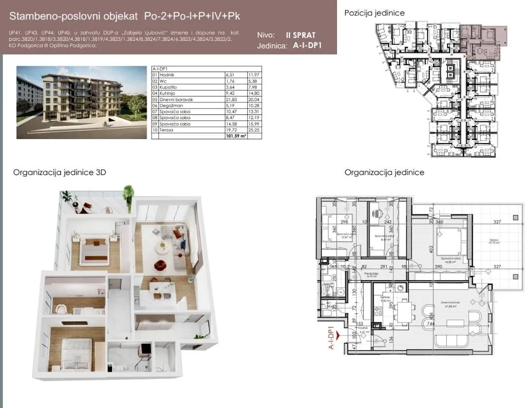 Prodaja, jednosoban stan, 50m², Ljubović, Podgorica