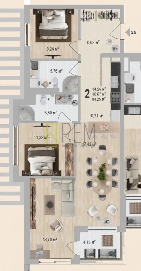 Prodaja, dvosoban stan, 85m², Bečići, Budva