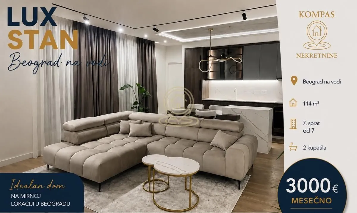 Rent, three bedroom apartment, 114m², Savski Venac, Beograd