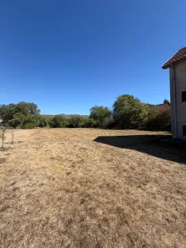 Pogled na prostrano dvorište ispred kuće sa suvom travom i drvećem. - image 3