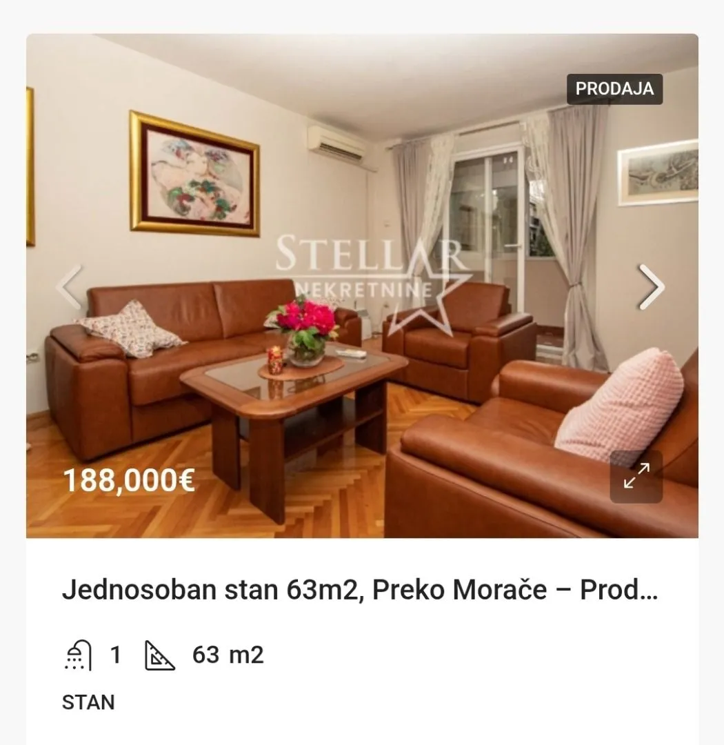 Izdavanje, dvosoban stan, 70m², Preko Morače, Podgorica