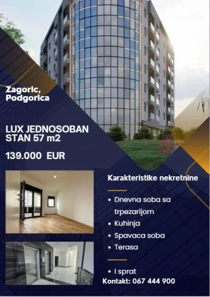 Prodaja, jednosoban stan, 57m², Zagorič, Podgorica