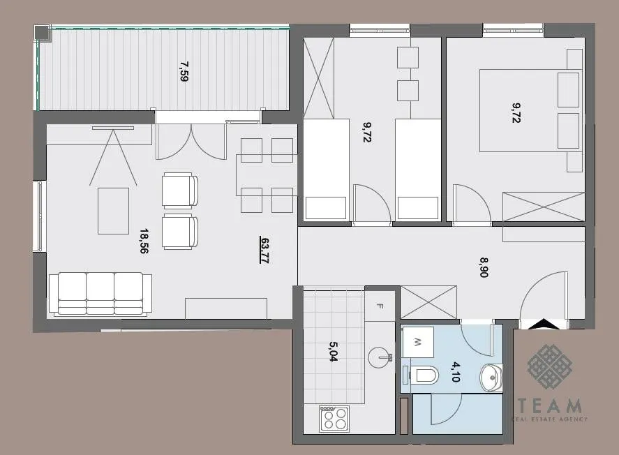 Sale, two bedroom apartment, 64m², Donja Lastva, Tivat