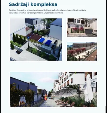 Prikaz eksterijera i sadržaja stambenog kompleksa sa uređenim dvorištem. - image 4
