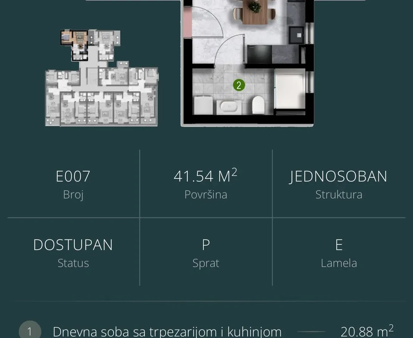 Prodaja, jednosoban stan, 42m², Čeluga, Bar