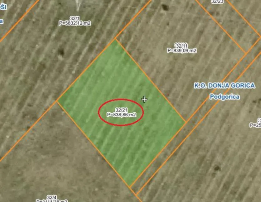 Prodaja, plac, 839m², Sadine, Podgorica