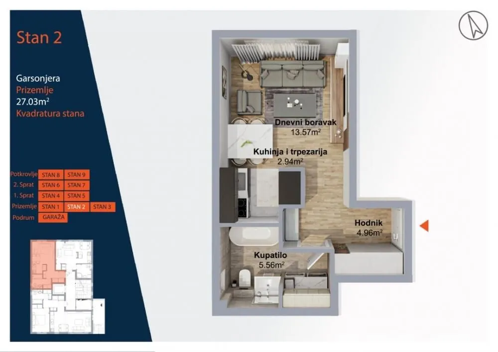Prodaja, stan, 27m², Lekino Brdo, Voždovac Sve Podlokacije