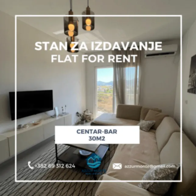 Izdavanje, garsonjera, 30m², Centar, Bar