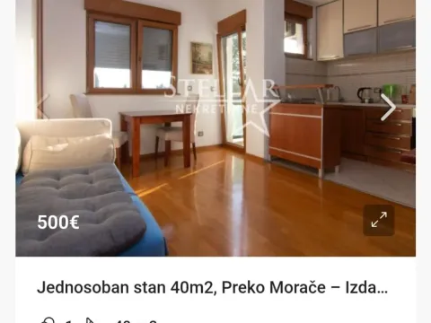 Izdavanje, jednosoban stan, 40m², Preko Morače, Podgorica - image 2