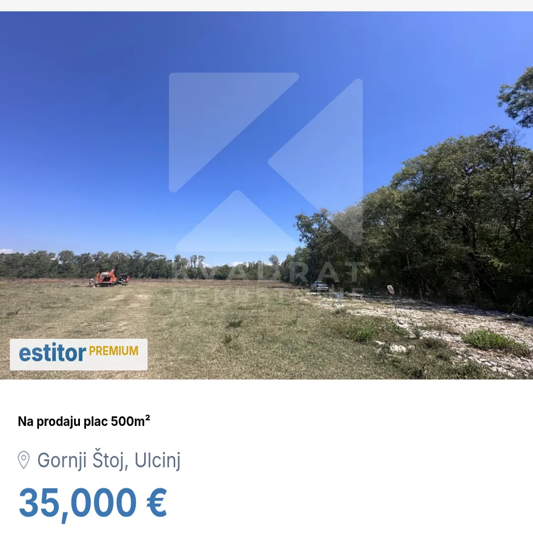 Prodaja, plac, 500m², Gornji Štoj, Ulcinj