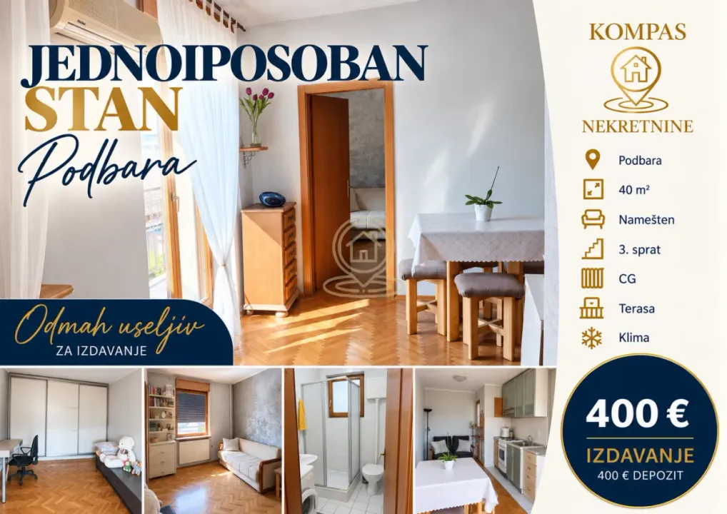 Izdavanje, jednosoban stan, 40m², Podbara, Novi Sad Sve Podlokacije