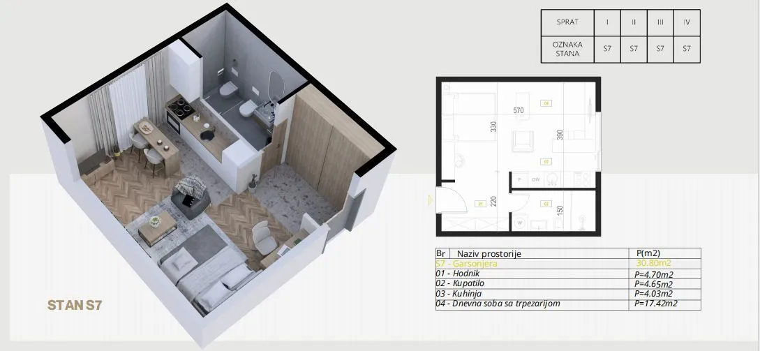 Sale, studio apartment, 30m², Budva, Crna Gora