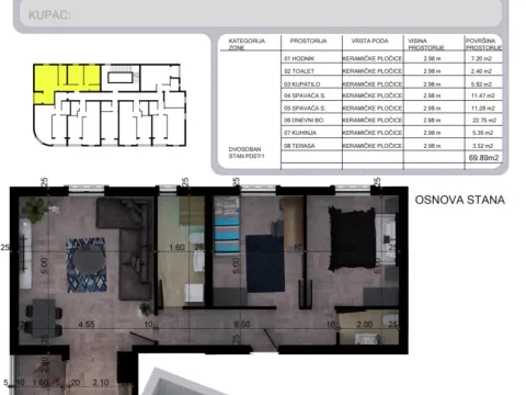 Sale, two bedroom apartment, 70m², Ilino, Bar - image 2