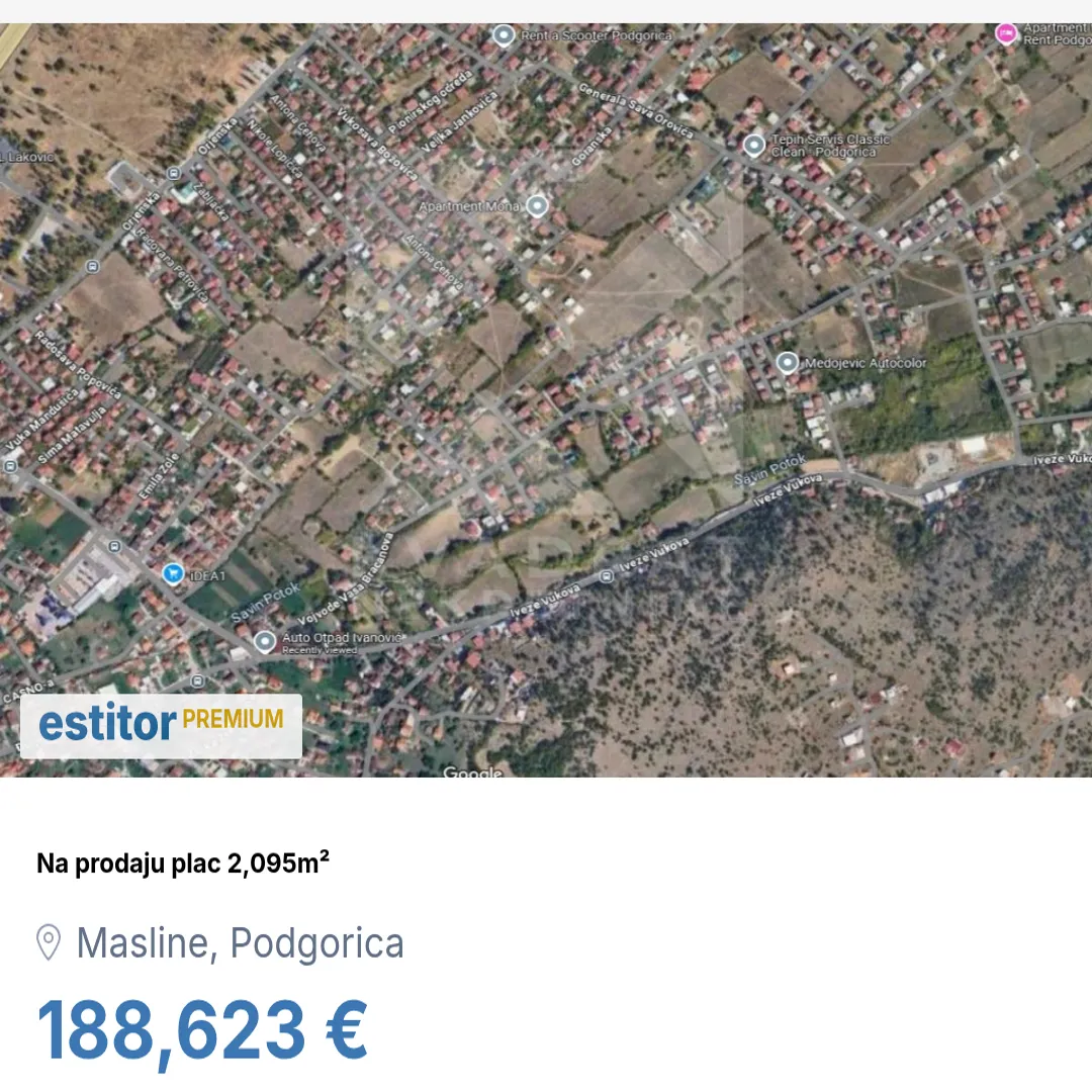 Sale, land lot, 2095m², Masline, Podgorica