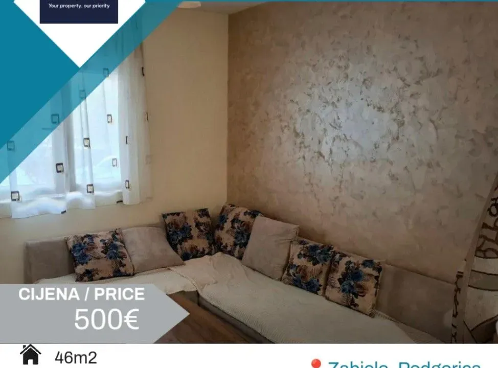 Izdavanje, dvosoban stan, 46m², Zabjelo, Podgorica