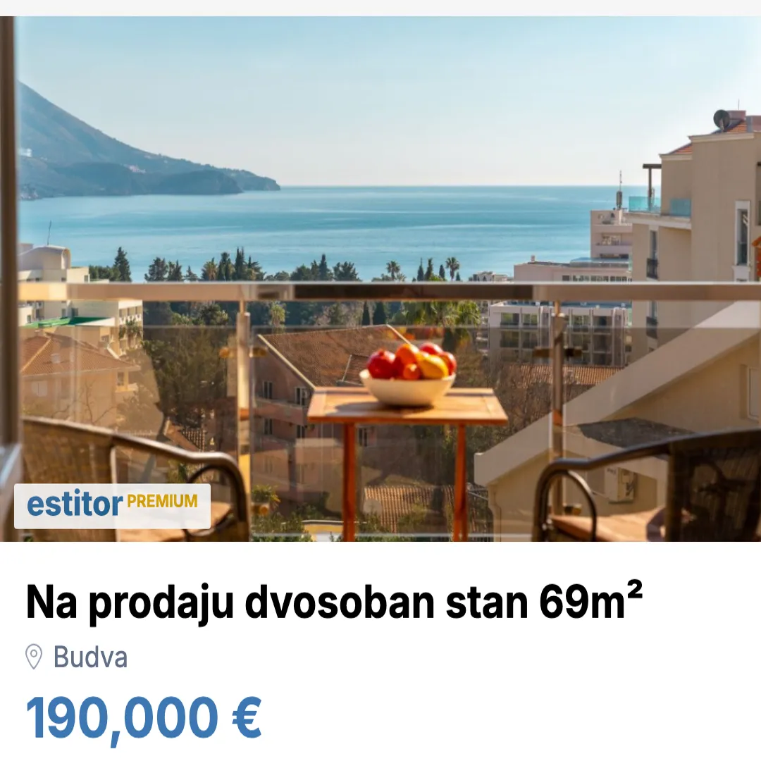 Prodaja, dvosoban stan, 69m², Budva, Crna Gora