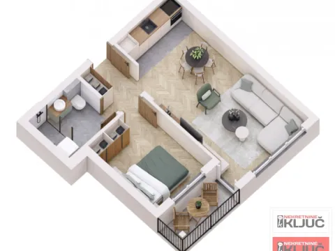 Sale, two bedroom apartment, 45m², Adice, Novi Sad Sve Podlokacije - image 1