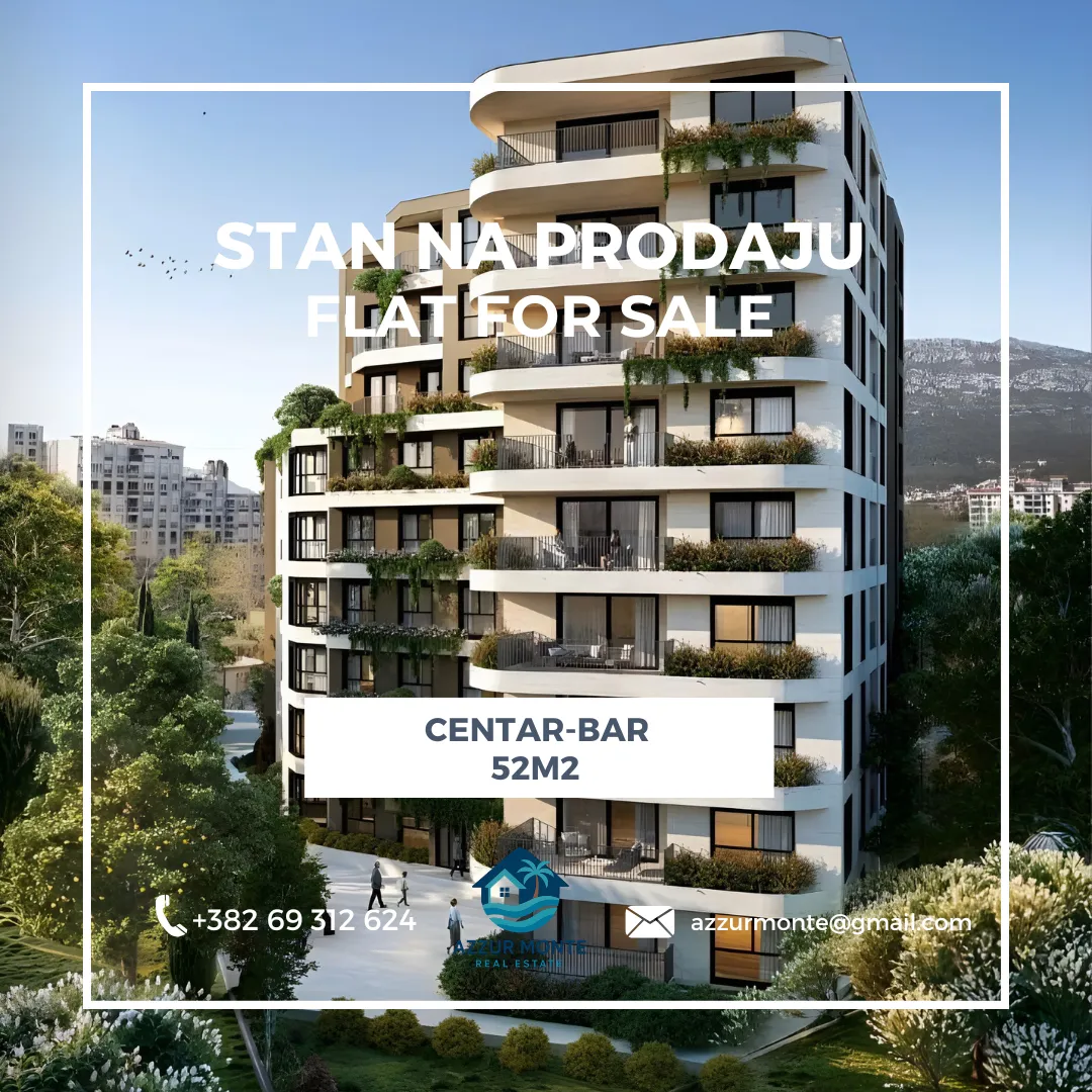 Sale, one bedroom apartment, 52m², Centar, Bar