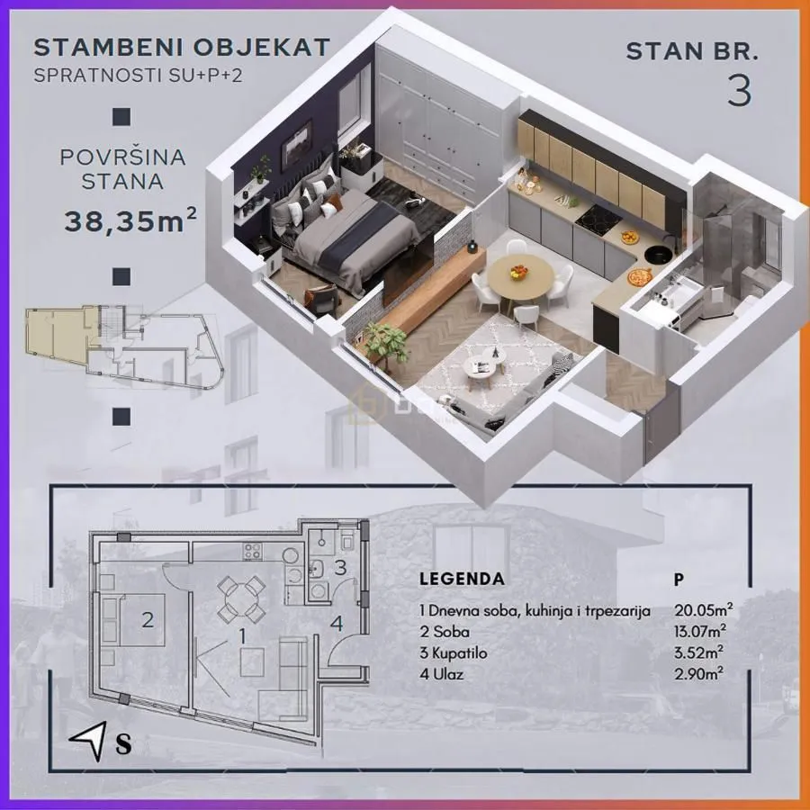 Sale, one bedroom apartment, 38m², Palilula, Niš