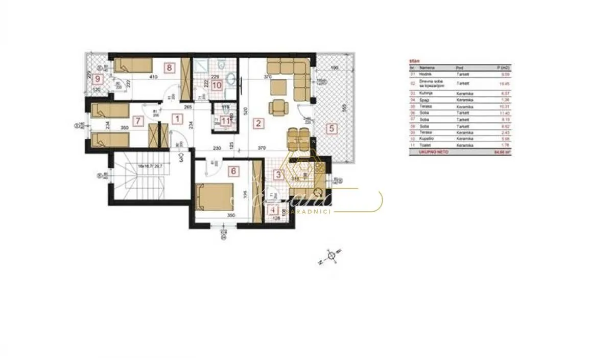 Sale, four bedroom apartment, 85m², Petrovaradin, Novi Sad