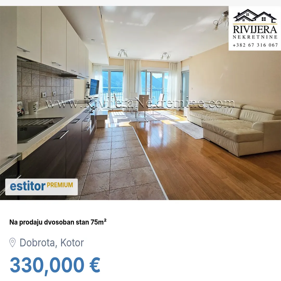 Sale, two bedroom apartment, 75m², Dobrota, Kotor