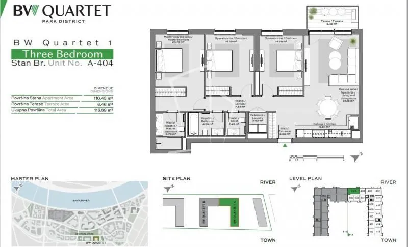 Prodaja, četvorosoban stan, 117m², Beograd Na Vodi, Beograd