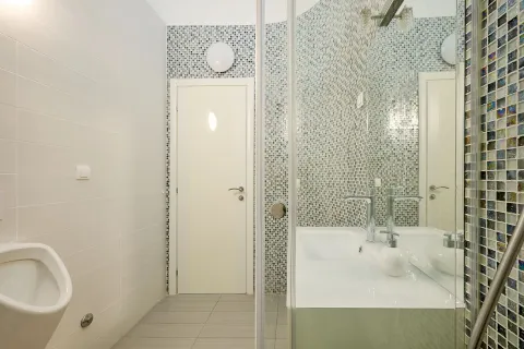 Svijetlo kupatilo sa lavaboom, mozaik pločicama i pisoarom. - image 9