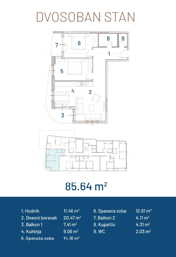 Sale, two bedroom apartment, 86m², Ilino, Bar