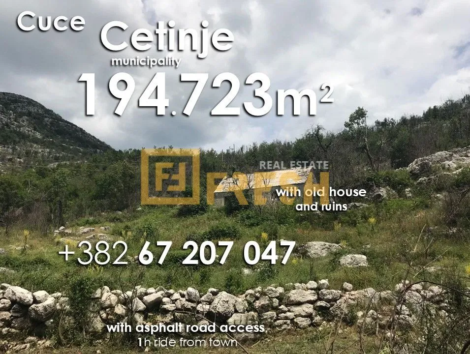 Prodaja, plac, 194723m², Cetinje, Crna Gora