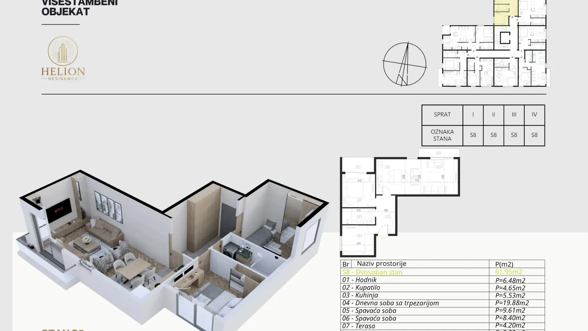 Sale, two bedroom apartment, 62m², Podkošljun, Budva
