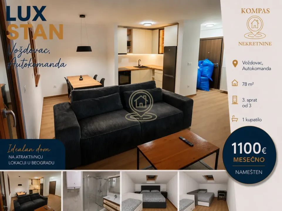 Rent, three bedroom apartment, 78m², Autokomanda, Voždovac Sve Podlokacije