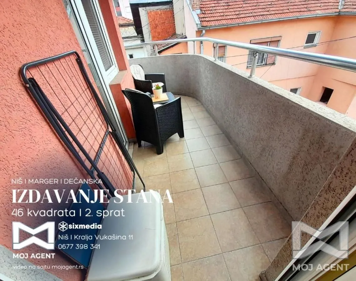 Rent, one bedroom apartment, 46m², Marger, Niš