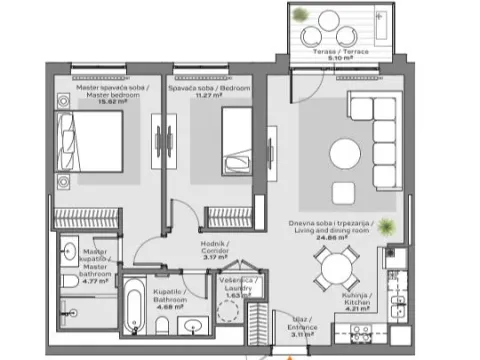 Sale, three bedroom apartment, 78m², Beograd Na Vodi, Beograd - image 3