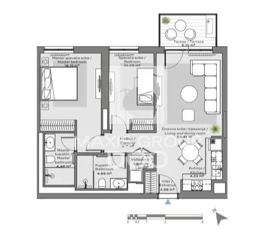 Sale, two bedroom apartment, 72m², Savski Venac, Beograd