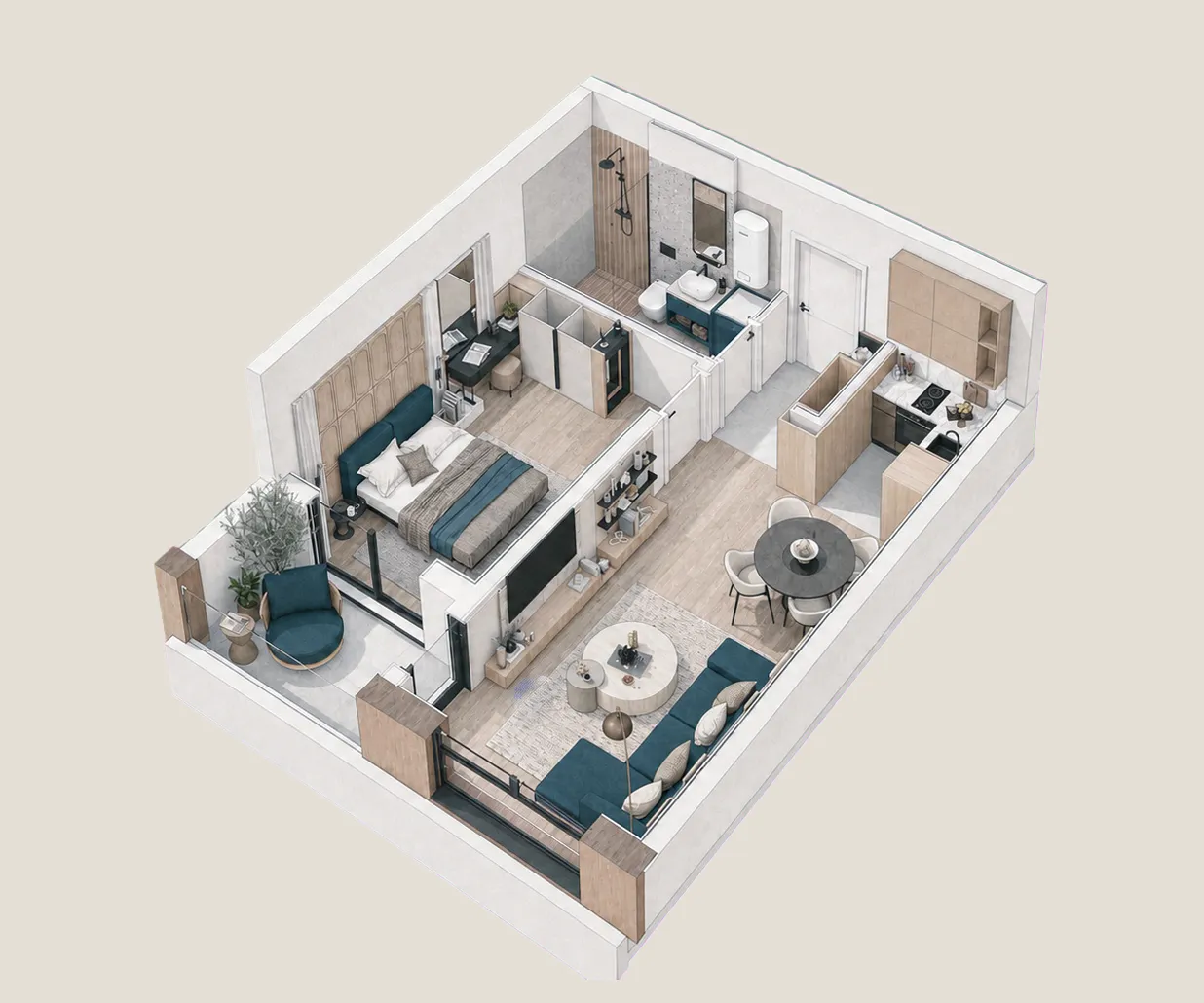 Sale, one bedroom apartment, 47m², Ilino, Bar