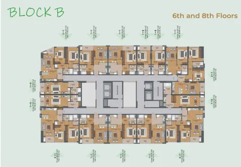 Architectural floor plan showing apartments and square footage. - image 4