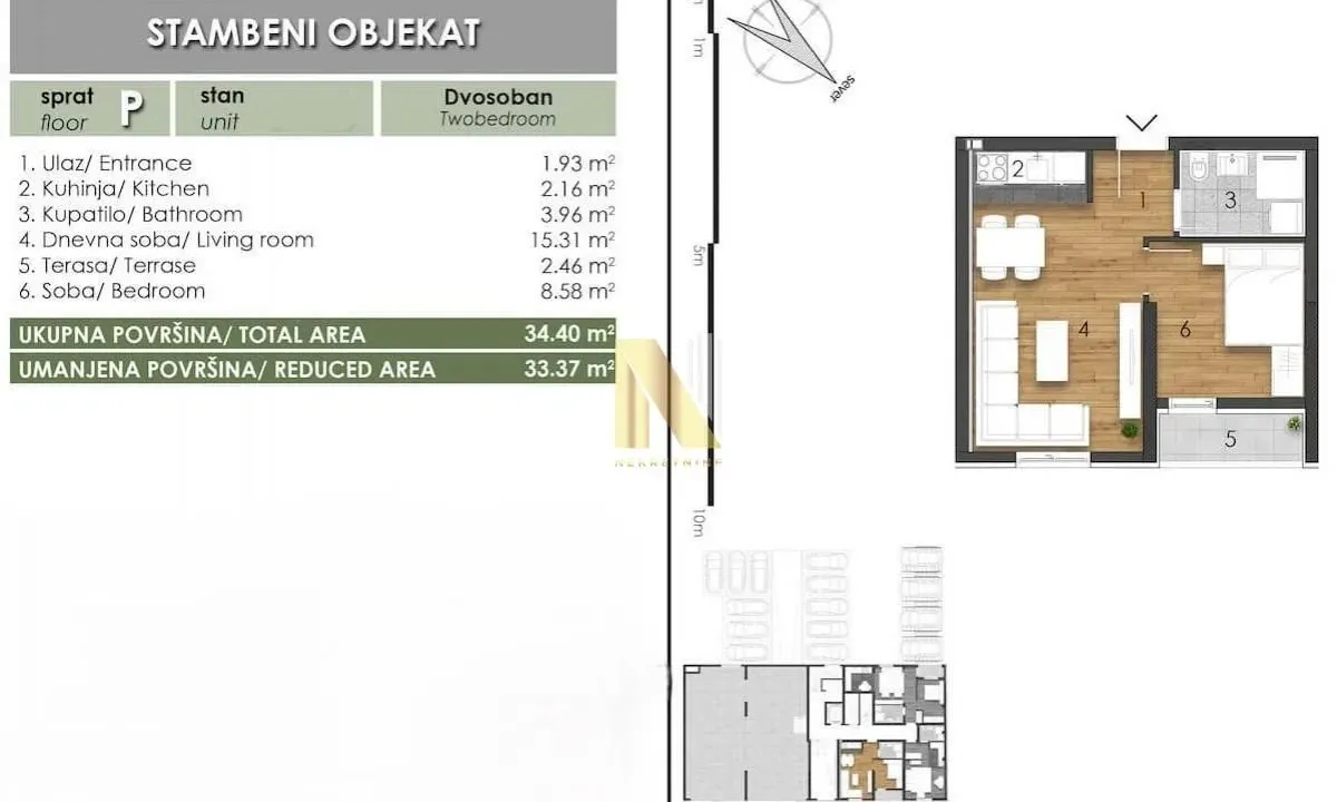 Prodaja, dvosoban stan, 34m², Telep, Novi Sad Sve Podlokacije