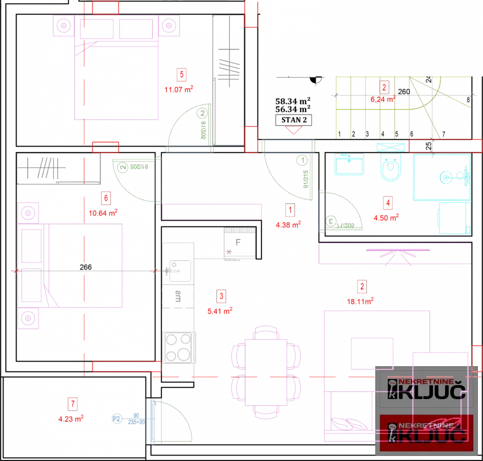 Sale, three bedroom apartment, 57m², Adice, Novi Sad Sve Podlokacije