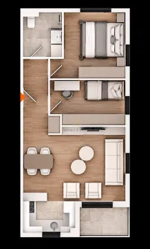 Two-dimensional or three-dimensional floor plan of the apartment with furniture. - image 2