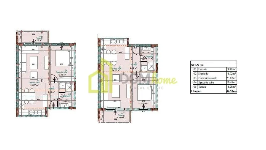 Prodaja, jednosoban stan, 47m², Donja Gorica, Podgorica