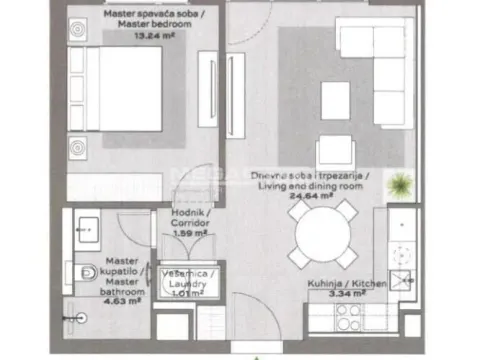 Sale, two bedroom apartment, 54m², Savski Venac, Beograd - image 2