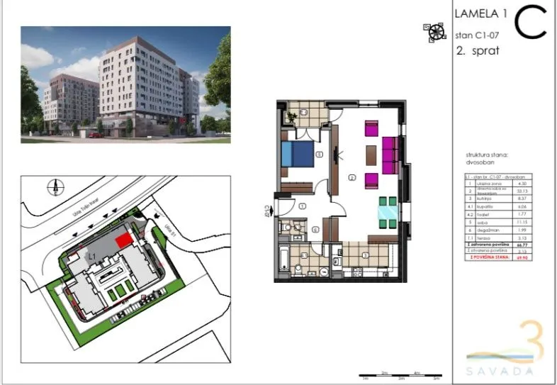 Prodaja, dvosoban stan, 70m², Tošin bunar, Novi Beograd Sve Podlokacije