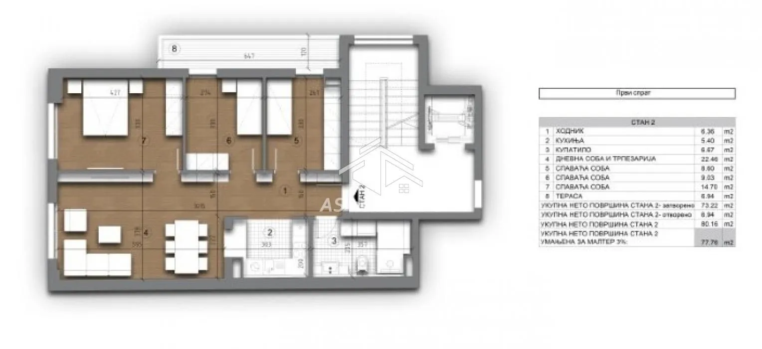 Sale, four bedroom apartment, 78m², Autokomanda, Voždovac Sve Podlokacije