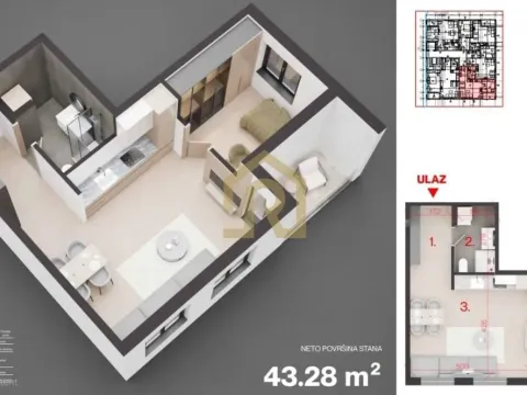 Prodaja, dvosoban stan, 43m², Brace Jerković, Voždovac Sve Podlokacije - image 2